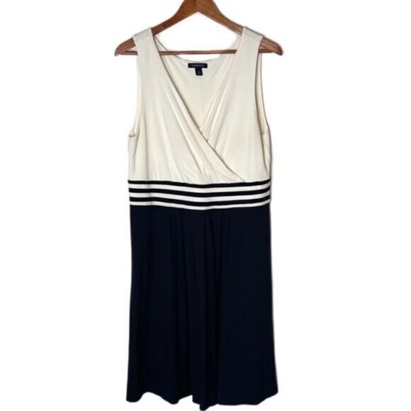 Lands End Stripe Front Wrap Sleeveless Dress - Picture 1 of 4